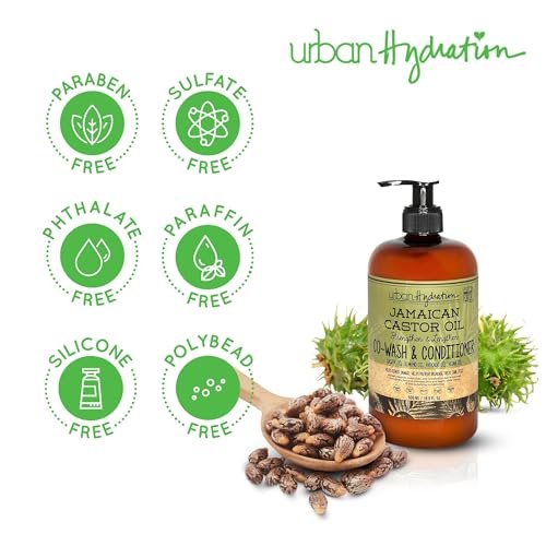 Urban Hydration Jamaican Castor Oil Co-Wash and Conditioner - Sulfate, Paraben & Dye Free - Cleanses, Hydrates & Repairs Damage for Soft, Strong & Shiny Hair - All Hair Types - 16.9 Fl Oz Avelisse