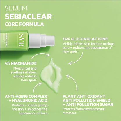 SVR Sebiaclear Face Serum - Retinol Alternative with Niacinamide & Hyaluronic Acid for Sensitive Oily Skin, Reduce Fine Lines & Breakouts, 1 fl.oz Avelisse