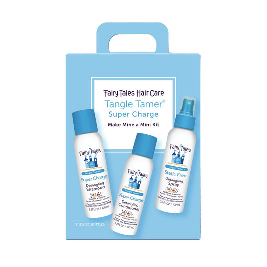 Fairy Tales Tangle Tamer Super Charge Detangling Shampoo, Conditioner & Spray Travel Kit for Kids - Paraben Free, Sulfate Free, Gluten Free, Nut Free - 3.3 oz (Pack of 3) Avelisse