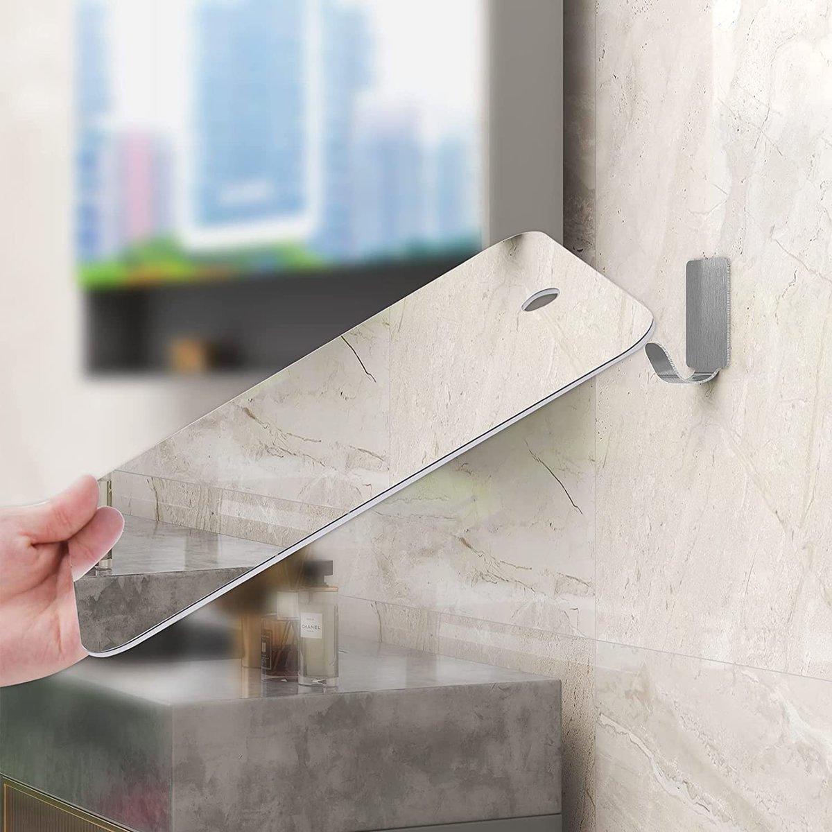APHUIME Deluxe Large Fogless Shower Mirror - 7.48 x 11 Inch Anti-Fog Shaving Mirror with Hook, Shatterproof Acrylic Bathroom Mirror - görsel 11
