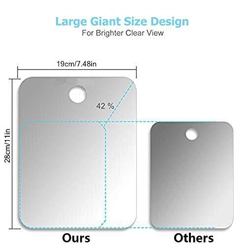 APHUIME Deluxe Large Fogless Shower Mirror - 7.48 x 11 Inch Anti-Fog Shaving Mirror with Hook, Shatterproof Acrylic Bathroom Mirror - görsel 6
