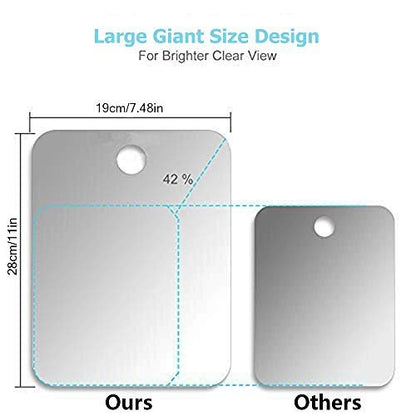 APHUIME Deluxe Large Fogless Shower Mirror - 7.48 x 11 Inch Anti-Fog Shaving Mirror with Hook, Shatterproof Acrylic Bathroom Mirror