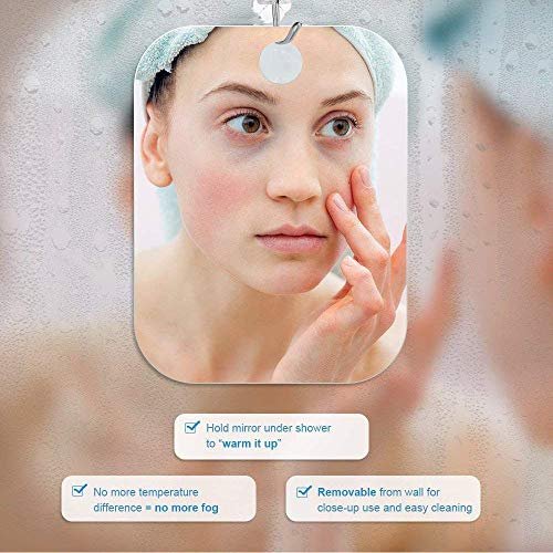 APHUIME Deluxe Large Fogless Shower Mirror - 7.48 x 11 Inch Anti-Fog Shaving Mirror with Hook, Shatterproof Acrylic Bathroom Mirror - görsel 8