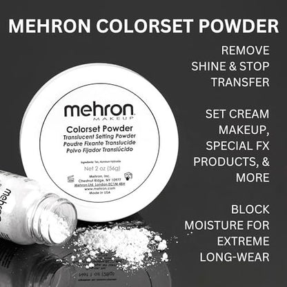Mehron Makeup Colorset Powder – Translucent Setting Powder for Special Effects, Halloween & Film (0.5 oz / 14 g)