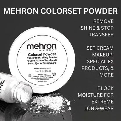 Mehron Makeup Colorset Powder – Translucent Setting Powder for Special Effects, Halloween & Film (0.5 oz / 14 g)