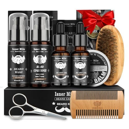 Ultimate Beard Kit for Men – 11 Piece Grooming & Care Set with Sandalwood Beard Oil, Balm, Wash, Conditioner, Brush, Comb & Scissors – Perfect Gift for Dad, Husband, Him Avelisse