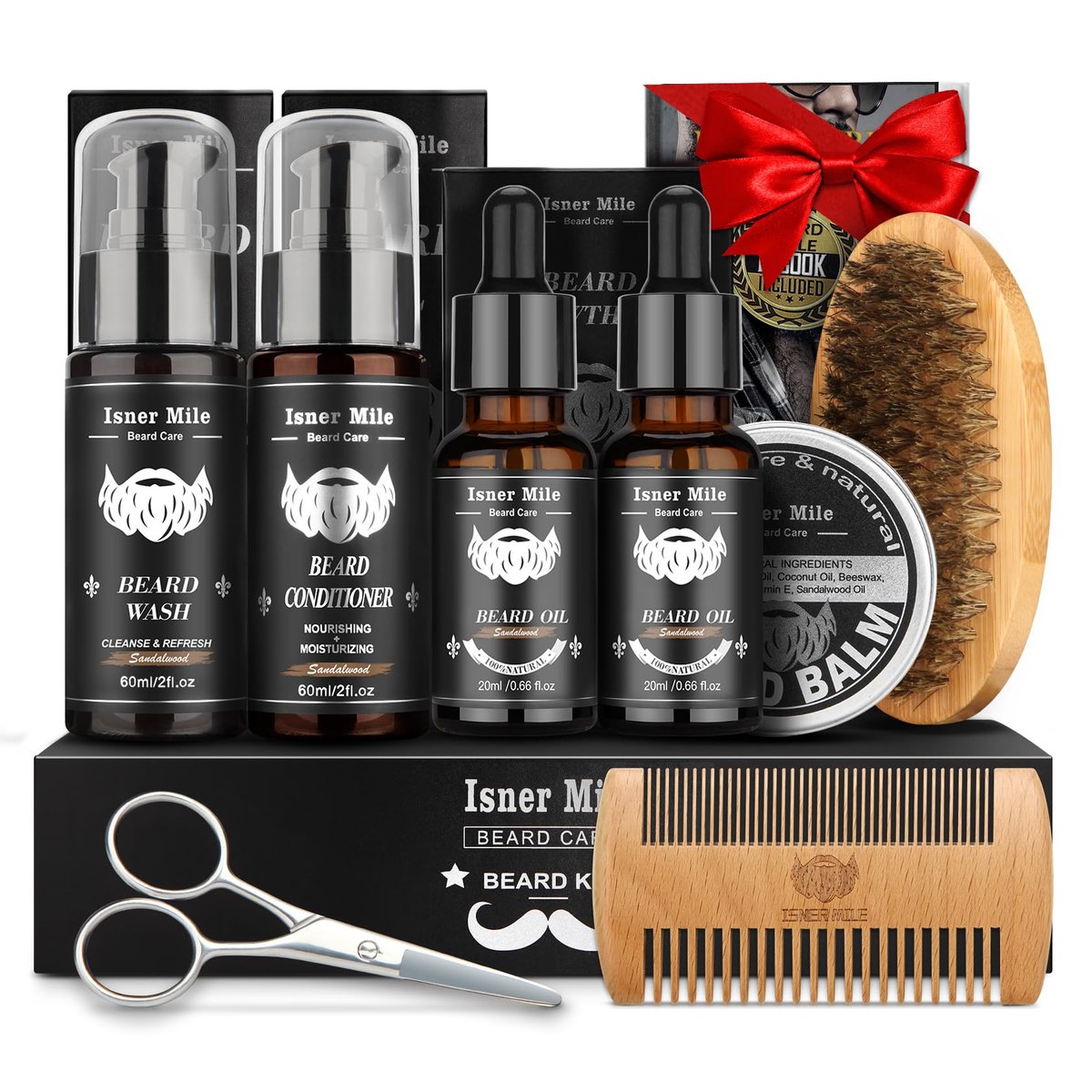Ultimate Beard Kit for Men – 11 Piece Grooming & Care Set with Sandalwood Beard Oil, Balm, Wash, Conditioner, Brush, Comb & Scissors – Perfect Gift for Dad, Husband, Him Avelisse