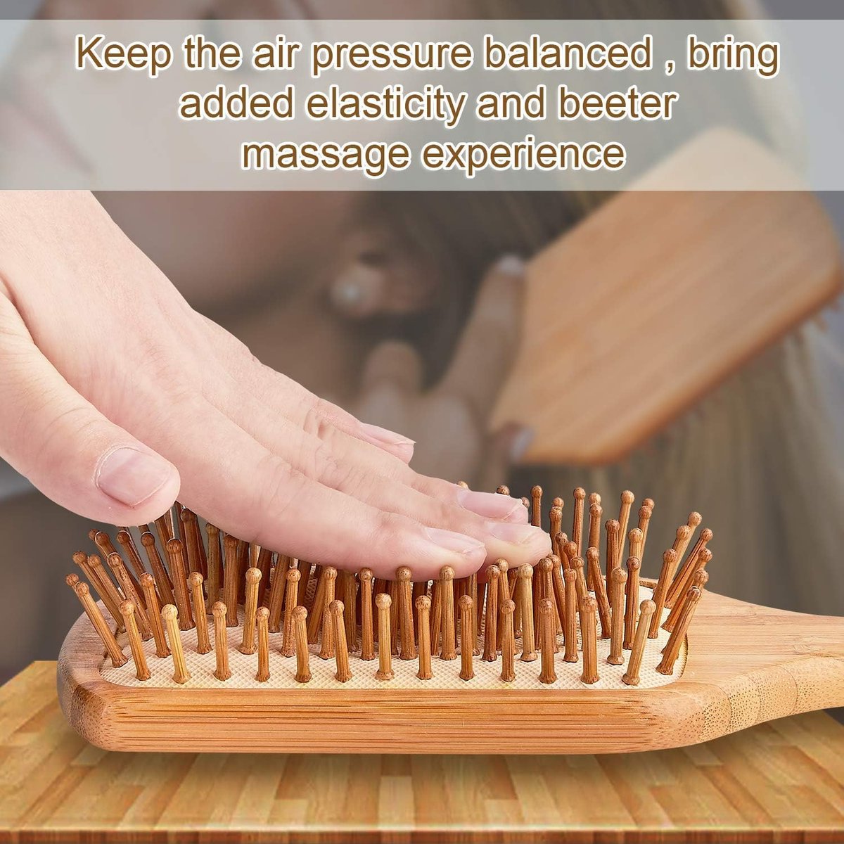 Bamboo Hair Brush and Comb Set for Long, Thick, Curly, Wavy, Dry or Damaged Hair – Reduces Breakage, Frizz and Tangles - görsel 5