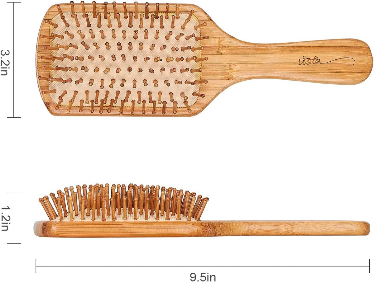 Bamboo Hair Brush and Comb Set for Long, Thick, Curly, Wavy, Dry or Damaged Hair – Reduces Breakage, Frizz and Tangles - görsel 9