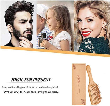Bamboo Hair Brush and Comb Set for Long, Thick, Curly, Wavy, Dry or Damaged Hair – Reduces Breakage, Frizz and Tangles