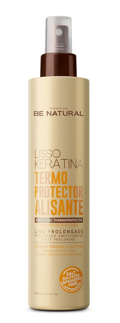 PLACENTA LIFE BE NATURAL LISSO KERATINA Smoothing Thermoprotector - Heat Protectant for Straight or Frizzy Hair, Prolonged Smoothness, 8.45 fl oz Avelisse