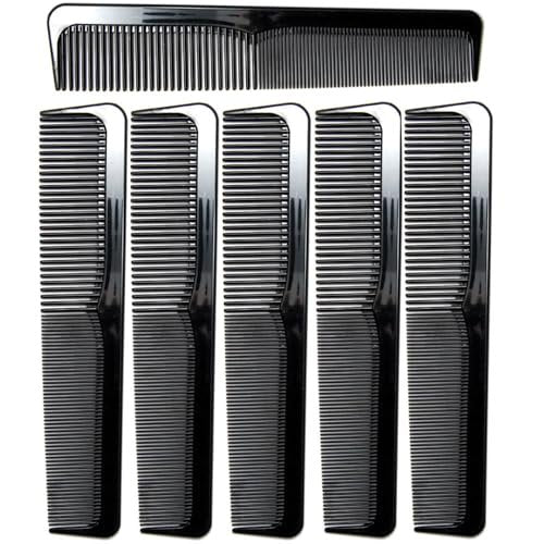 LUXXII 6-Pack 9-Inch Black Hair Combs Set - Professional Barber & Styling Combs for Coarse & Fine Hair - görsel 2