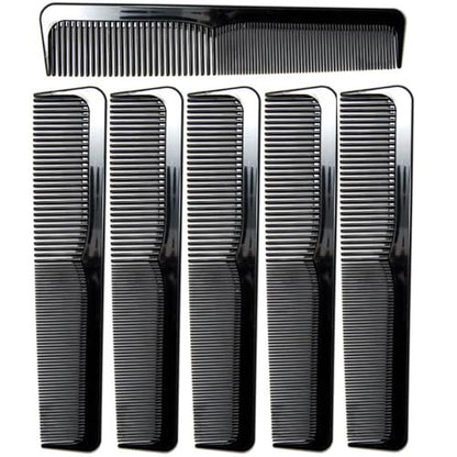 LUXXII 6-Pack 9-Inch Black Hair Combs Set - Professional Barber & Styling Combs for Coarse & Fine Hair