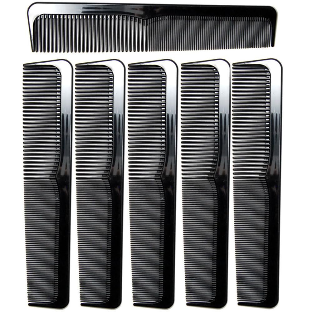 LUXXII 6-Pack 9-Inch Black Hair Combs Set - Professional Barber & Styling Combs for Coarse & Fine Hair - görsel 1