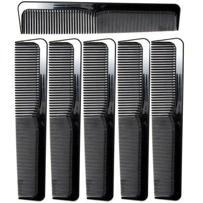 LUXXII 6-Pack 9-Inch Black Hair Combs Set - Professional Barber & Styling Combs for Coarse & Fine Hair