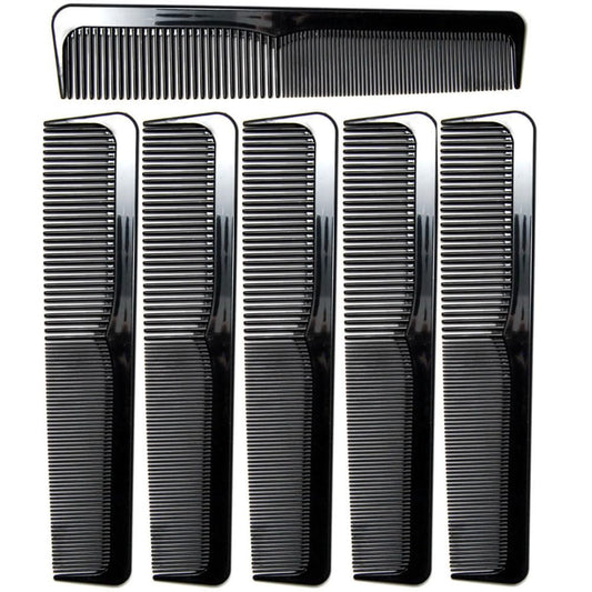 LUXXII 6-Pack 9-Inch Black Hair Combs Set - Professional Barber & Styling Combs for Coarse & Fine Hair