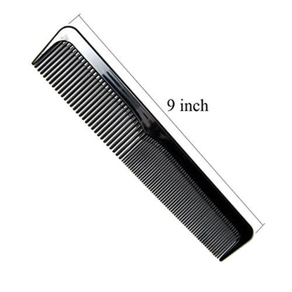LUXXII 6-Pack 9-Inch Black Hair Combs Set - Professional Barber & Styling Combs for Coarse & Fine Hair