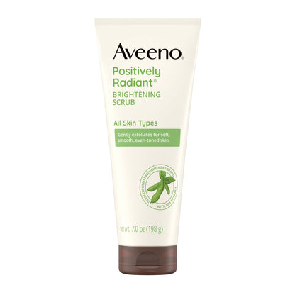 Aveeno Positively Radiant Skin Brightening Daily Facial Scrub with Soy Extract – Gently Exfoliates & Cleanses for Soft, Smooth, Even-Toned Skin – Hypoallergenic, 7 oz