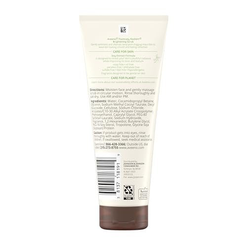 Aveeno Positively Radiant Skin Brightening Daily Facial Scrub with Soy Extract – Gently Exfoliates & Cleanses for Soft, Smooth, Even-Toned Skin – Hypoallergenic, 7 oz - görsel 12