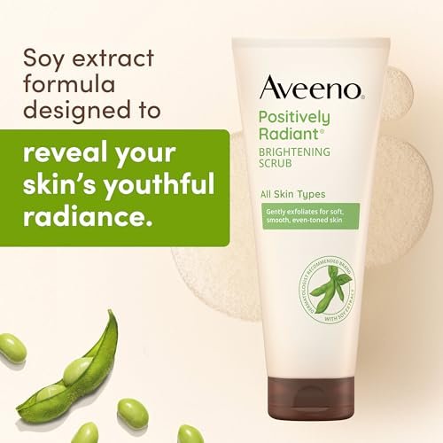 Aveeno Positively Radiant Skin Brightening Daily Facial Scrub with Soy Extract – Gently Exfoliates & Cleanses for Soft, Smooth, Even-Toned Skin – Hypoallergenic, 7 oz - görsel 6