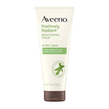 Aveeno Positively Radiant Skin Brightening Daily Facial Scrub with Soy Extract – Gently Exfoliates & Cleanses for Soft, Smooth, Even-Toned Skin – Hypoallergenic, 7 oz