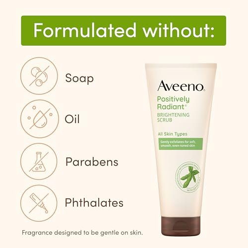 Aveeno Positively Radiant Skin Brightening Daily Facial Scrub with Soy Extract – Gently Exfoliates & Cleanses for Soft, Smooth, Even-Toned Skin – Hypoallergenic, 7 oz - görsel 8
