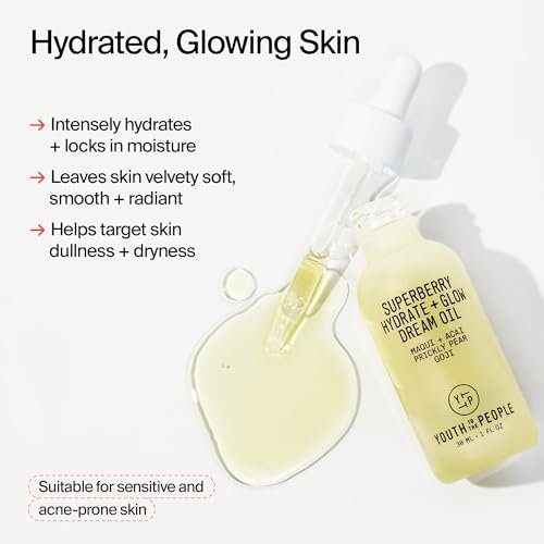 Youth To The People Superberry Hydrate + Glow Dream Face Oil - Revives Dull & Dry Skin, Boosts Radiance, Hydrating, Ultra-Lightweight, Vitamin C, Squalane, Omega Oils, Vegan - 1 fl oz Avelisse