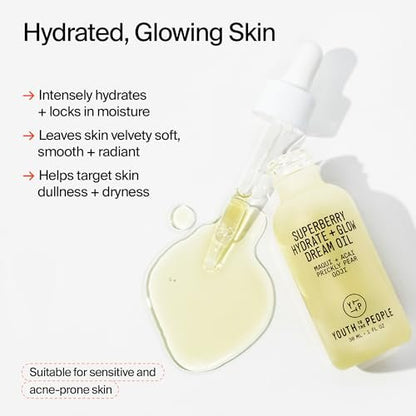 Youth To The People Superberry Hydrate + Glow Dream Face Oil - Revives Dull & Dry Skin, Boosts Radiance, Hydrating, Ultra-Lightweight, Vitamin C, Squalane, Omega Oils, Vegan - 1 fl oz Avelisse