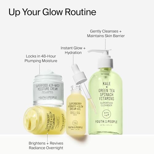 Youth To The People Superberry Hydrate + Glow Dream Face Oil - Revives Dull & Dry Skin, Boosts Radiance, Hydrating, Ultra-Lightweight, Vitamin C, Squalane, Omega Oils, Vegan - 1 fl oz Avelisse