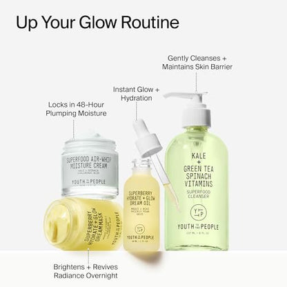 Youth To The People Superberry Hydrate + Glow Dream Face Oil - Revives Dull & Dry Skin, Boosts Radiance, Hydrating, Ultra-Lightweight, Vitamin C, Squalane, Omega Oils, Vegan - 1 fl oz Avelisse