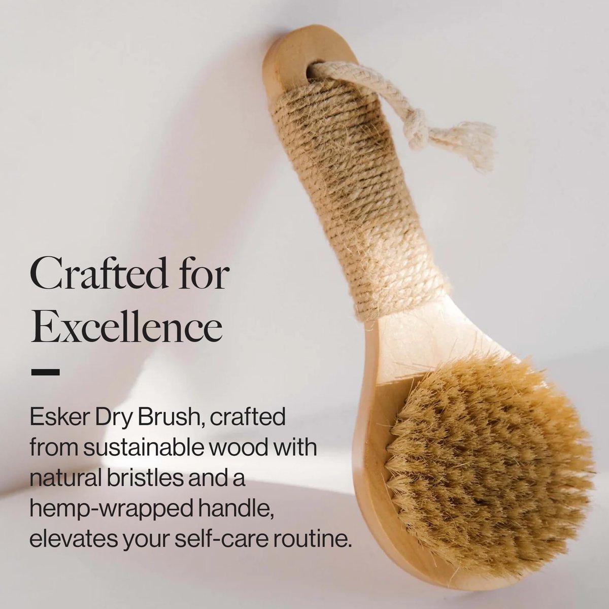 Esker Dry Brush - Natural Wood Full Body Exfoliating Brush for Circulation & Energy Flow Avelisse