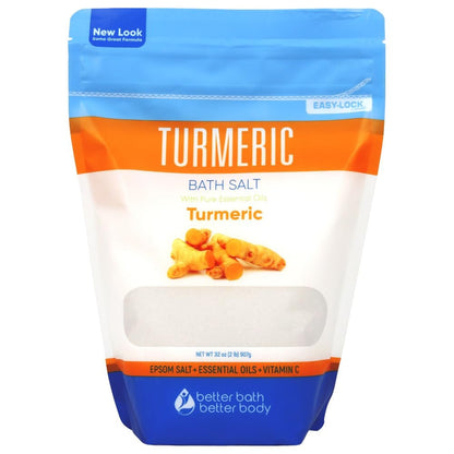 Turmeric Bath Salt 32 oz – Epsom Salt with Essential Oils & Vitamin C, Natural Bath Soak for Muscle Relief & Soothe, BPA-Free Pouch with Press-Lock Zipper, Made in USA Avelisse
