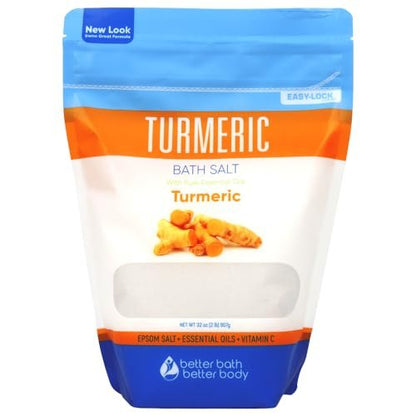 Turmeric Bath Salt 32 oz – Epsom Salt with Essential Oils & Vitamin C, Natural Bath Soak for Muscle Relief & Soothe, BPA-Free Pouch with Press-Lock Zipper, Made in USA Avelisse