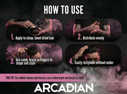 Arcadian Grooming Matte Paste Hair Clay for Men – Vegan, Strong Hold, Natural Matte Finish (4 oz) Avelisse