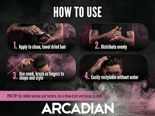 Arcadian Grooming Matte Paste Hair Clay for Men – Vegan, Strong Hold, Natural Matte Finish (4 oz) Avelisse