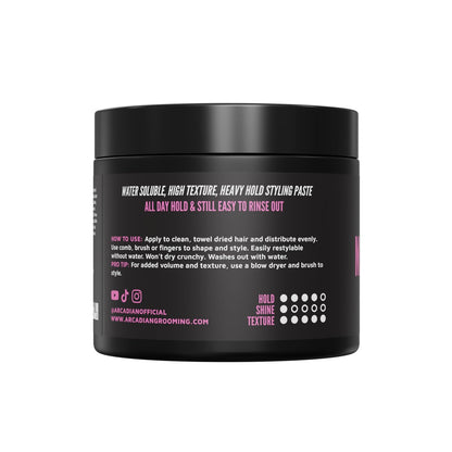 Arcadian Grooming Matte Paste Hair Clay for Men – Vegan, Strong Hold, Natural Matte Finish (4 oz) Avelisse