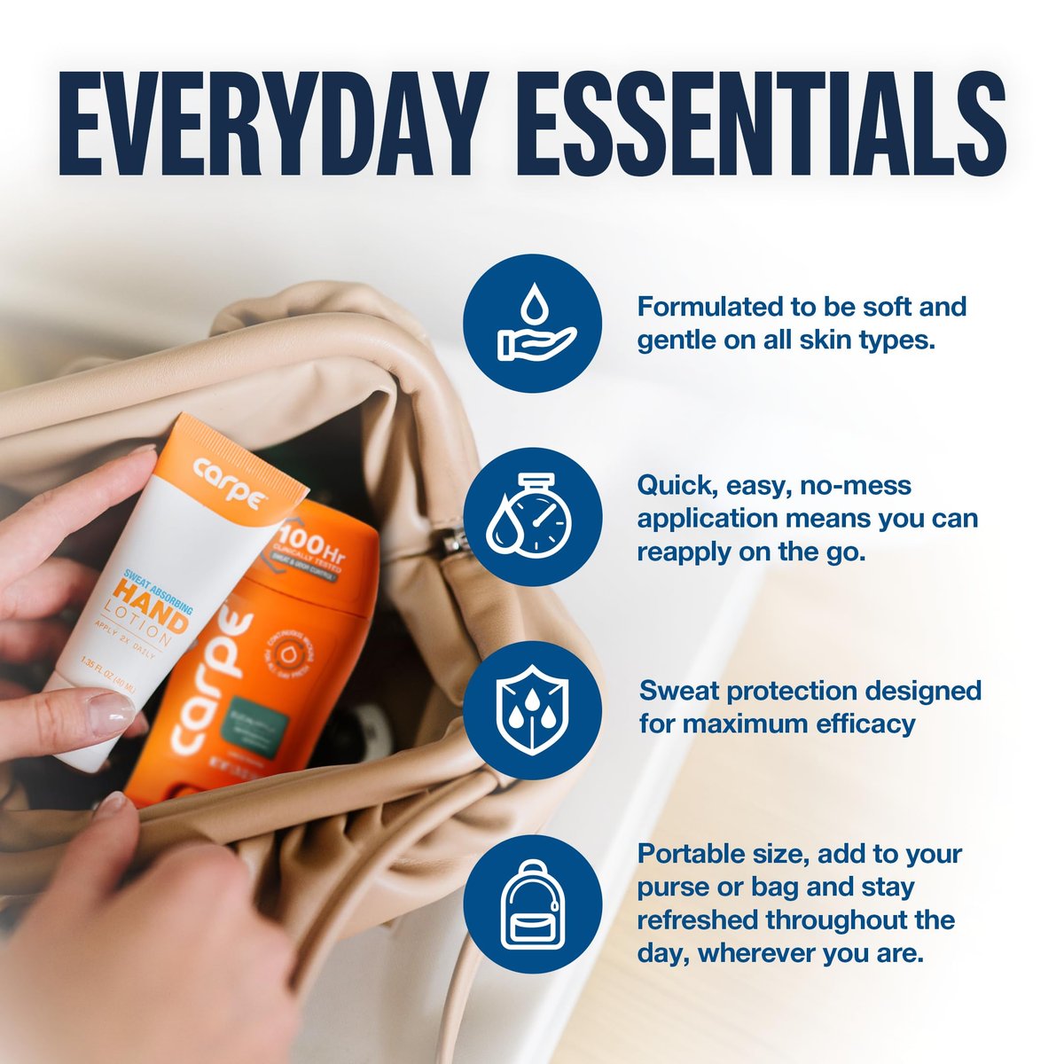 Carpe Head to Toe Bundle – Antiperspirant Deodorant for Underarms, Sweat Absorbing Hand & Foot Lotion – Manage Sweat & Odor – Eucalyptus Scent Avelisse