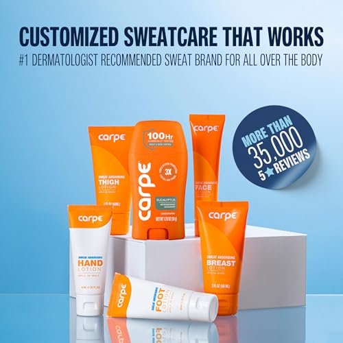 Carpe Head to Toe Bundle – Antiperspirant Deodorant for Underarms, Sweat Absorbing Hand & Foot Lotion – Manage Sweat & Odor – Eucalyptus Scent Avelisse