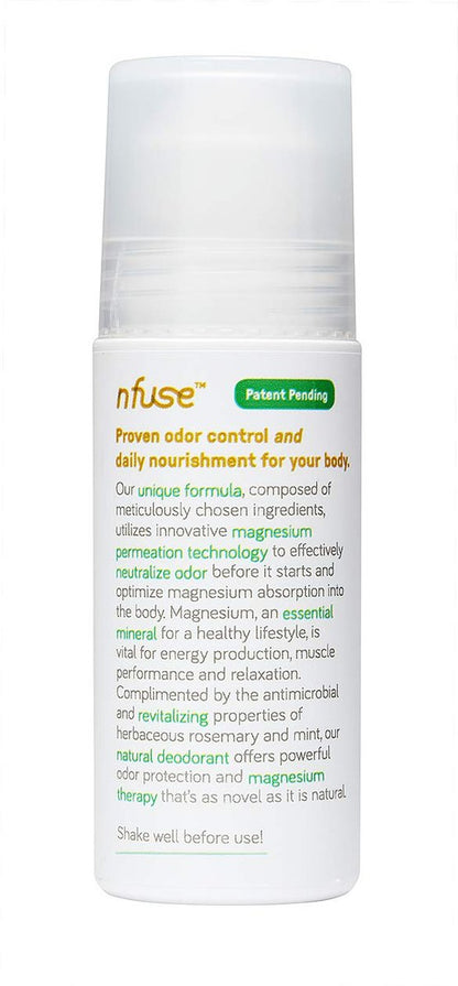 Nfuse Deodorant Rosemary Mint Magnesium - Natural Deodorant for Men and Women, 2.7 oz Avelisse