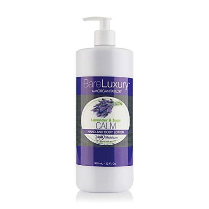 Morgan Taylor BareLuxury Calm Lavender & Sage Pump Lotion, 32 oz – Relaxing, Nourishing Body Moisturizer