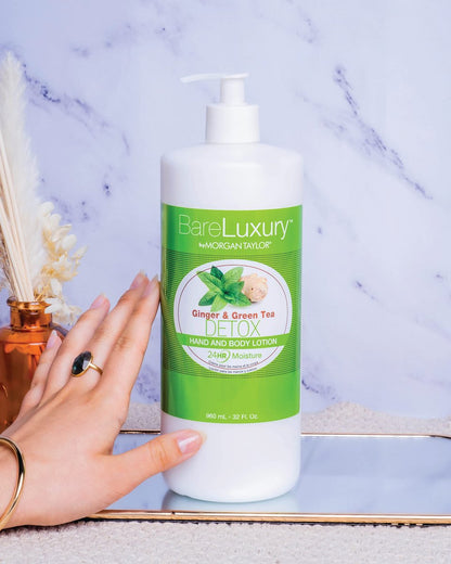 Morgan Taylor BareLuxury Detox Ginger & Green Tea Pump Lotion, 32 oz – Revitalizing & Purifying Lotion with Ginger & Green Tea Extracts for Clean, Nourished Skin