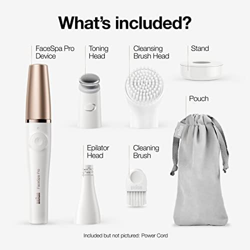 Braun Face Epilator Facespa Pro 911 - 3-in-1 Facial Hair Removal, Cleansing, and Skin Toning Device for Women Avelisse