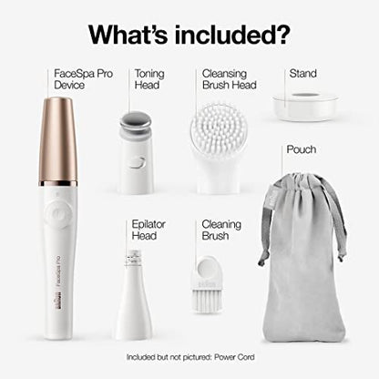 Braun Face Epilator Facespa Pro 911 - 3-in-1 Facial Hair Removal, Cleansing, and Skin Toning Device for Women Avelisse