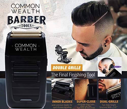 Common Wealth Professional Gold Foil Shaver - Cordless Hypoallergenic Bump Free Trimmer for Beard, Neckline & Tapered Fades - görsel 6