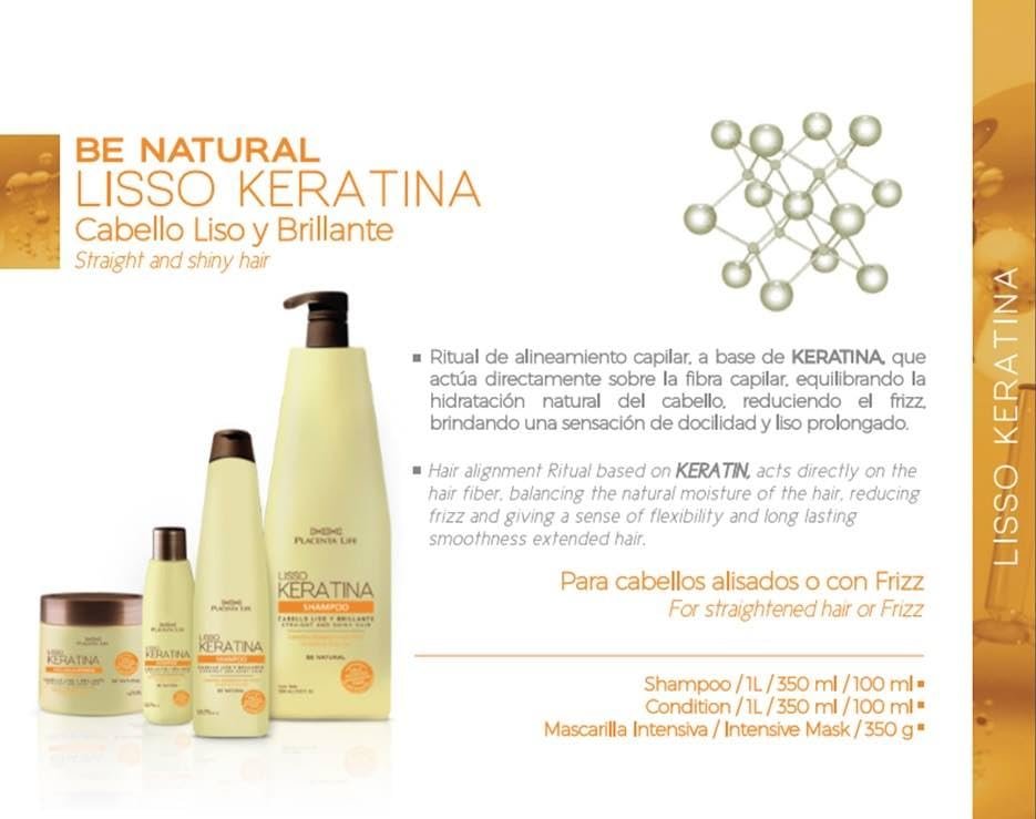 PLACENTA LIFE BE NATURAL LISSO KERATINA Mask - Hydrolyzed Keratin Hair Mask for Straight, Smooth & Frizz-Free Hair (350 ml / 11.83 fl.oz) - görsel 5