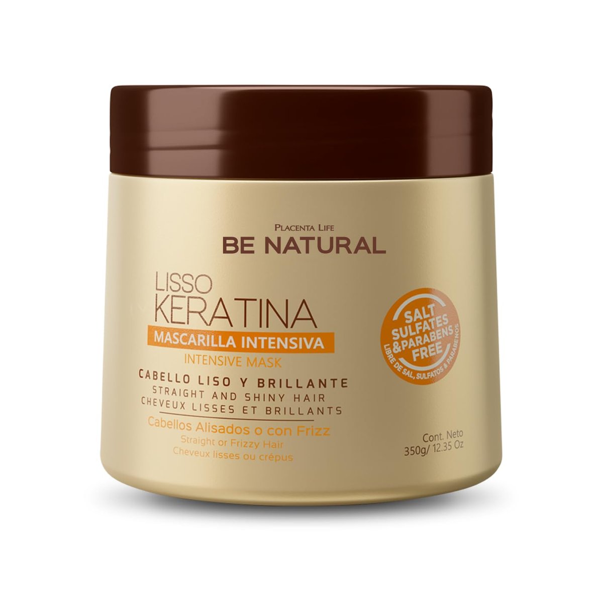 PLACENTA LIFE BE NATURAL LISSO KERATINA Mask - Hydrolyzed Keratin Hair Mask for Straight, Smooth & Frizz-Free Hair (350 ml / 11.83 fl.oz) - görsel 1