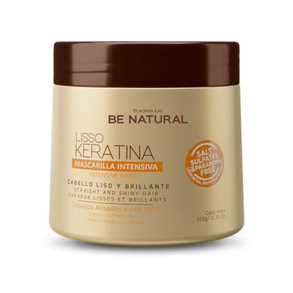 PLACENTA LIFE BE NATURAL LISSO KERATINA Mask - Hydrolyzed Keratin Hair Mask for Straight, Smooth & Frizz-Free Hair (350 ml / 11.83 fl.oz)