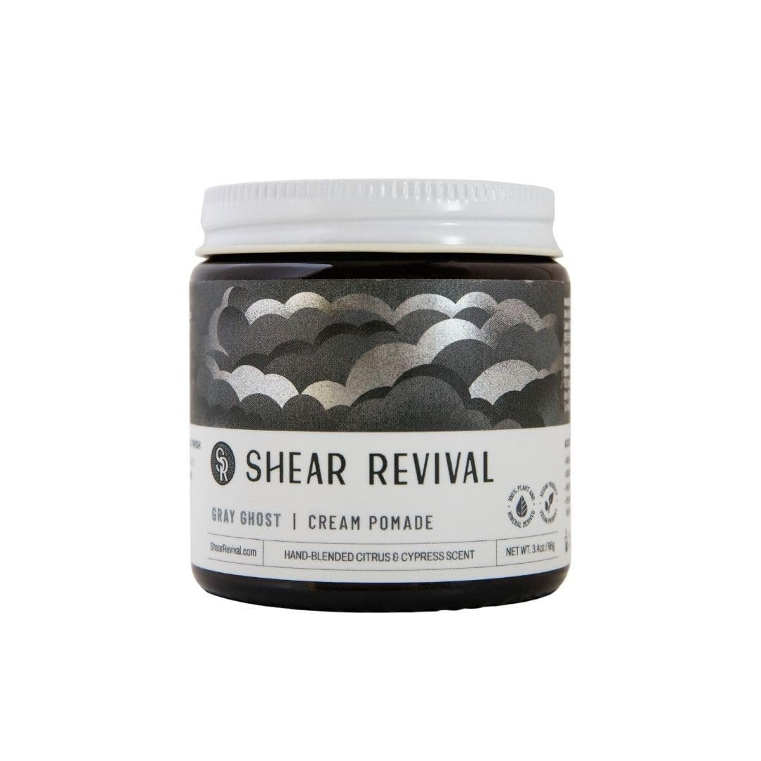 Shear Revival Gray Ghost Cream Pomade - Strong Hold, Natural Matte Finish, Vegan & All Natural - 3.4 oz Avelisse