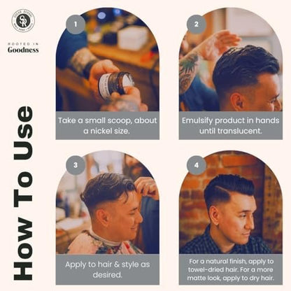 Shear Revival Gray Ghost Cream Pomade - Strong Hold, Natural Matte Finish, Vegan & All Natural - 3.4 oz Avelisse