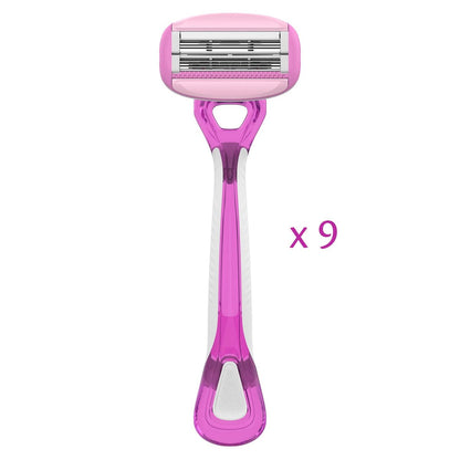 Pure Silk Contour 6 Disposable Razors for Women – 6-Blade Premium Razor Value Pack with Double-Flex Pivoting Head, Dual Moisture Bars Infused with Aloe, Vitamin E, Argan Oil – 3 Packs (9 Total Razors) Avelisse